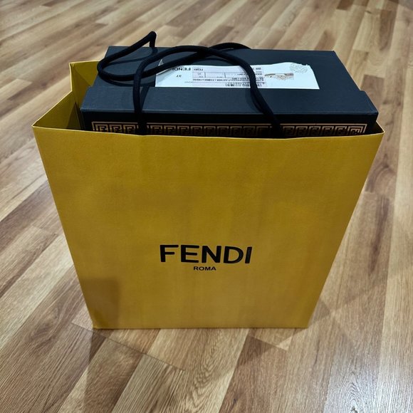 Fendace Fendi Versace Match Suede Sneakers Chunky Skate White Gold Size 37 Women - Picture 7 of 15